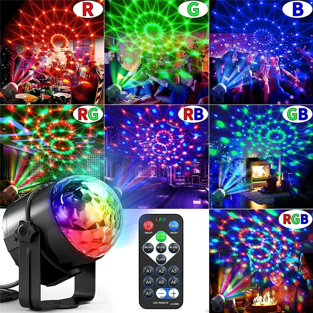 RGB LED Stage Disco Light Rota - Audio Music Dj recension och pris